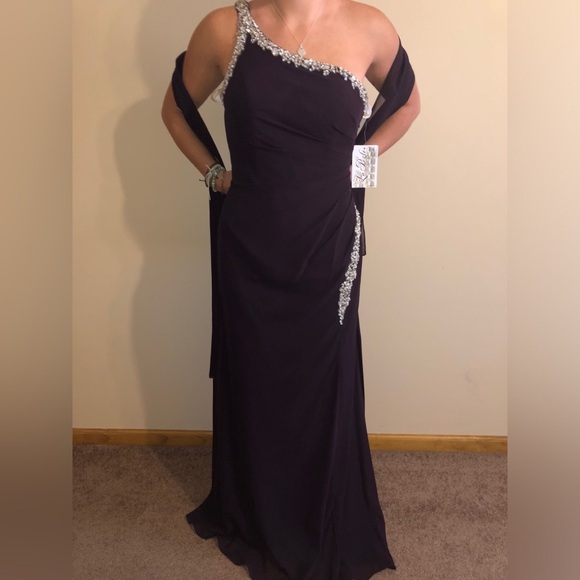 La Perle Dresses & Skirts - Purple Embellished One Shoulder Gown for Proms, Weddings or Cocktail Events, NWT